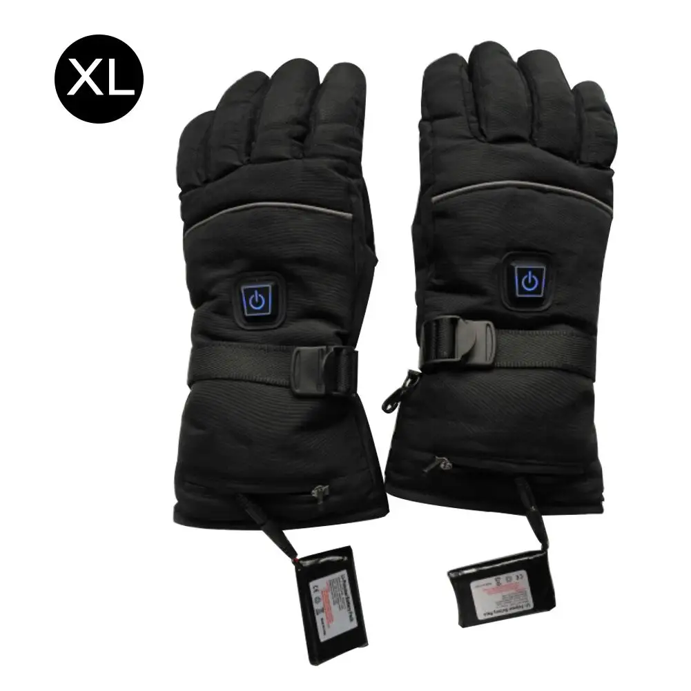 Зимние Термические перчатки с питанием от батареи, перчатки с электрическим подогревом, водонепроницаемые Нескользящие теплые перчатки для мотоцикла, перчатки для катания на лыжах - Цвет: XL