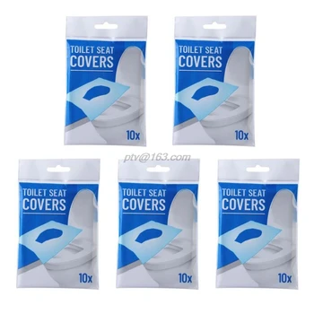 

50Pcs/5 Packs Disposable Water Soluble Toilet Seat Covers Wood Pulp Portable Flushable Safe Hygienic Potty Shields Pads