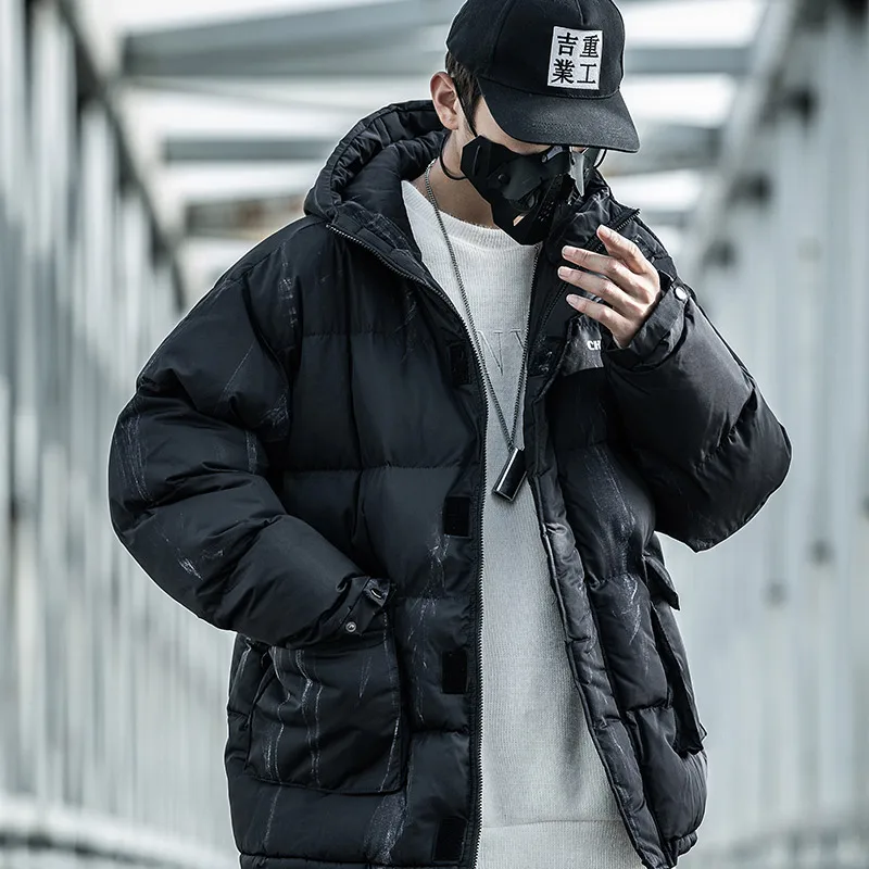 

2020 New Parkas Men Streetwear Padded Jacket Coat Casual Fashion Male Coat Windbreaker Harajuku Warm Outwear Green US Size DG509