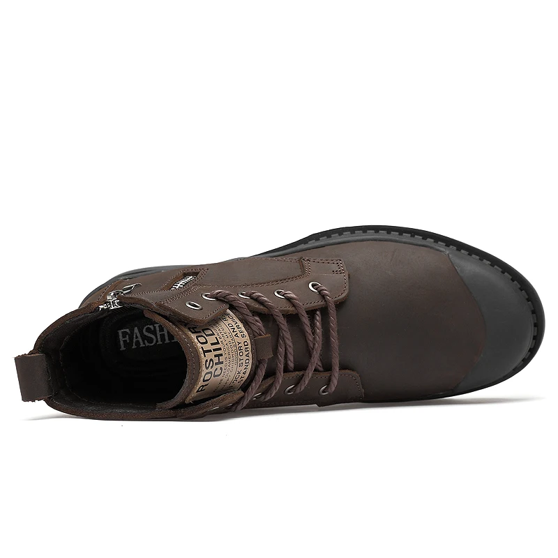 Мужские ботинки из натуральной кожи; большие размеры; теплые плюшевые зимние ботинки ручной работы на меху; непромокаемые ботинки на шнуровке в стиле ретро; сезон осень-зима
