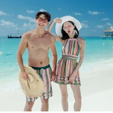 В полоску, с цветочным принтом, детская одежда, купальный костюм-двойка женское бикини набор Пляжные шорты Любители пляжная Для мужчин Пляжные шорты