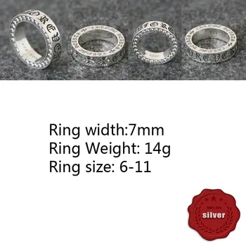 

A94 925 sterling silvery ring creative personality fashion popular jewelry couple punk jewelry hip-hop style cross flower letter