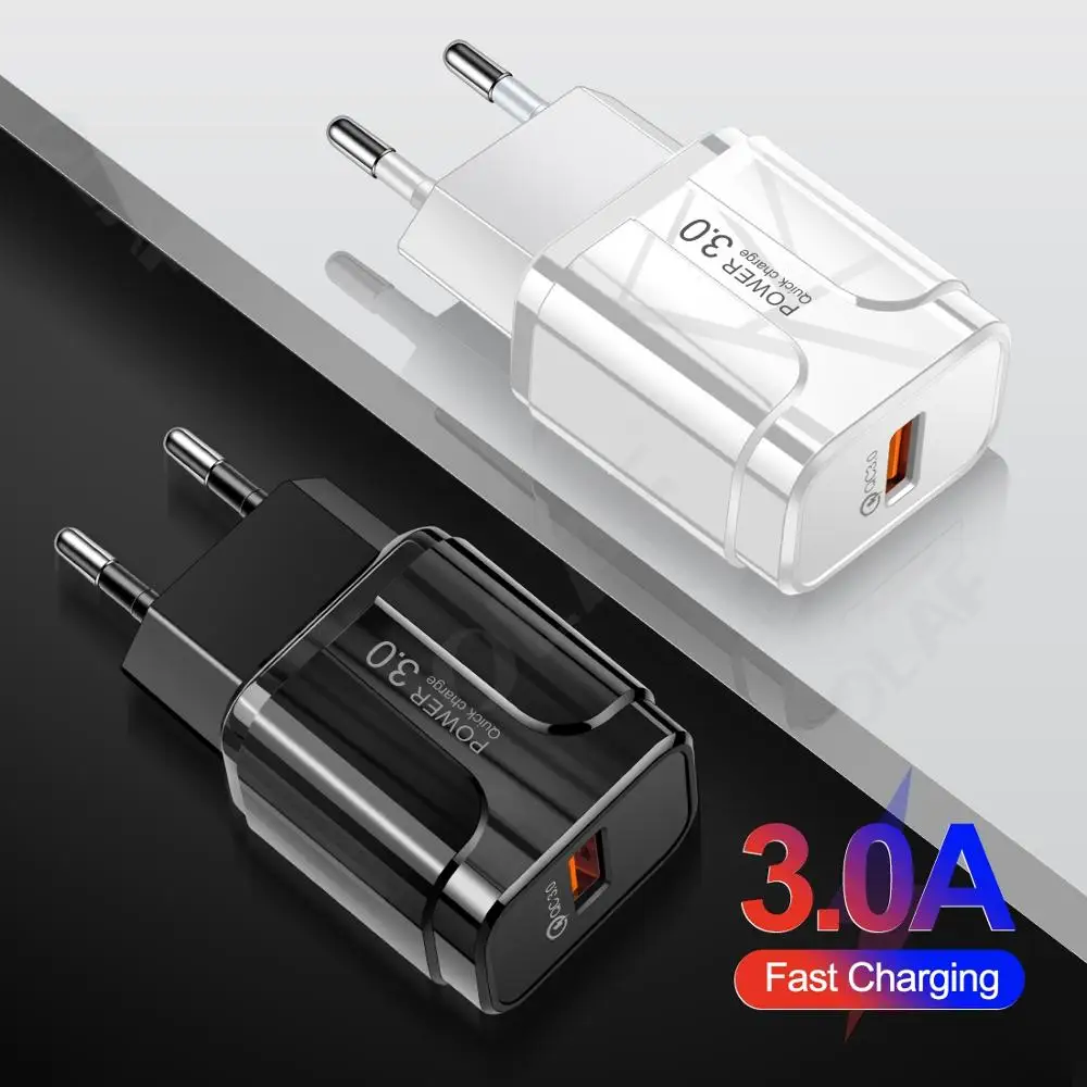 3а Быстрая зарядка 3,0 USB зарядное устройство ЕС США мобильный телефон зарядное устройство адаптер для iPhone Xs MAX 7 8 QC3.0 Быстрая зарядка для samsung Xiaomi