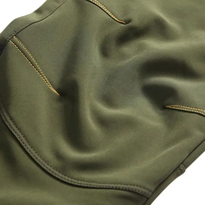 New Mens Warm Waterproof Windproof Outdoor Casual, Sport Zipper Solid Middle Waist Hiking Pocket Thicken Pants