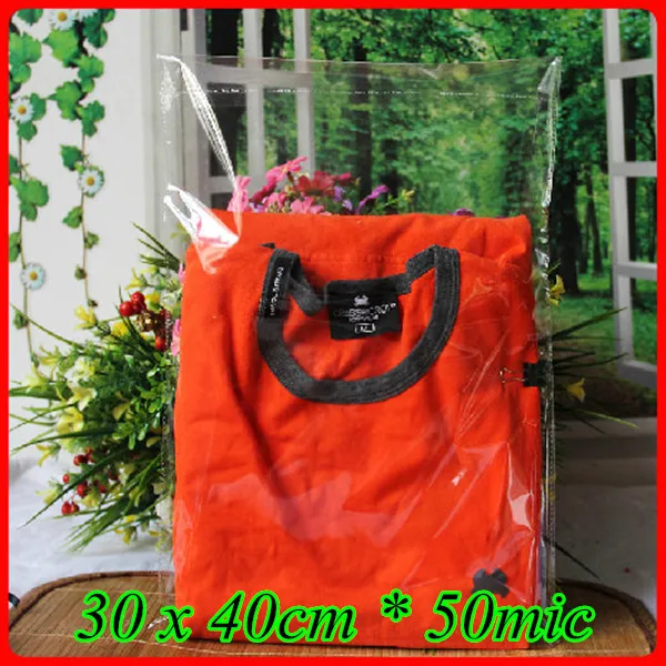 

300pcs/lot 30 x 40cm*50mic Self Adhensive Seal Plastic Packaging Bag,Clear OPP Poly Bag,Transparent OPP T- shirt Packaging