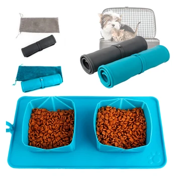 

2020 New Dog Travel Bowl Portable Foldable Collapsible Pet Cat Dog Food Water Feeding Travel Outdoor Bowl Safe And Easy To Clean