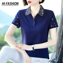 HI-FASHION New 2021 Summer Brand Solid Shirt Women Slim Short Sleeve Camisa Tops Femme Women Casual Shirts Clothes
