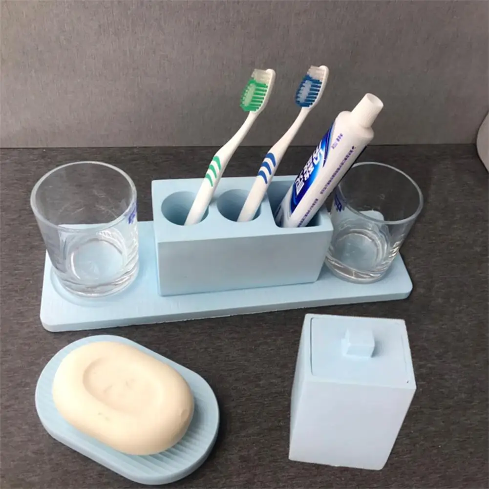 

Yfashion 4Pcs/Set Water Absorption Diatomite Holder Set for Bathroom Brushing Cup Toothbrush Toothpaste Soap