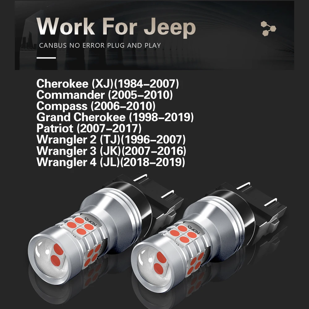 2pcs LED �극��ũ ����Ʈ Blub ���� 3157 P27/7W T25 Canbus ���� ��ɰ� ��ħ�� �׷��� ü��Ű XJ �ֱ��� ���۷� TJ JK JL