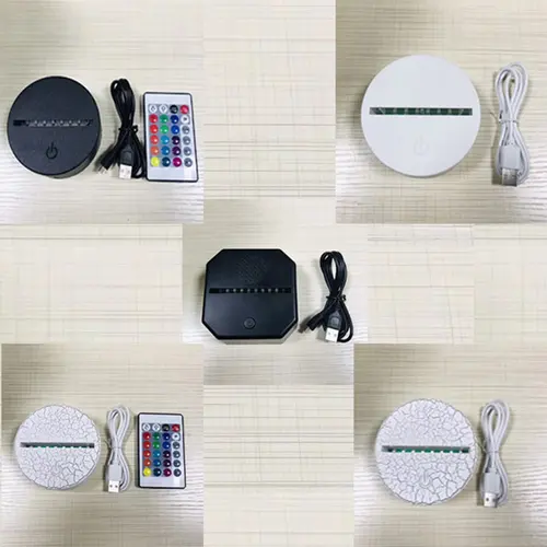 LED 램프 베이스, 3D USB 라이트 홀더, ABS 야간 램프 베이스, 7 색 조정, 발광 LED 라이트 베이스 액세서리, 도매 6