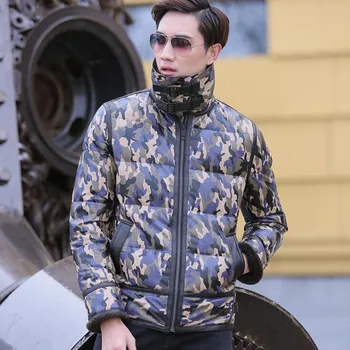 

Genuine Leather Jacket Coat Men Casual Real Sheepskin Rabbit Fur Collar Camouflage Winter Warm Thick Bomber Male Parka Plus Size