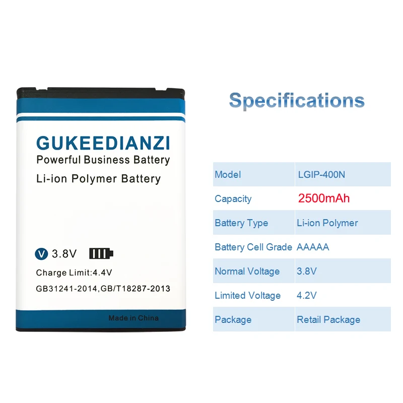 GUKEEDIANZI LGIP-400N литий-ионная батарея для сотового телефона 2500 мАч для LG OPTIMUS M/C/U/V/T/S/1 VM670 LS670 MS690 P503 P500 P520 P505 P509