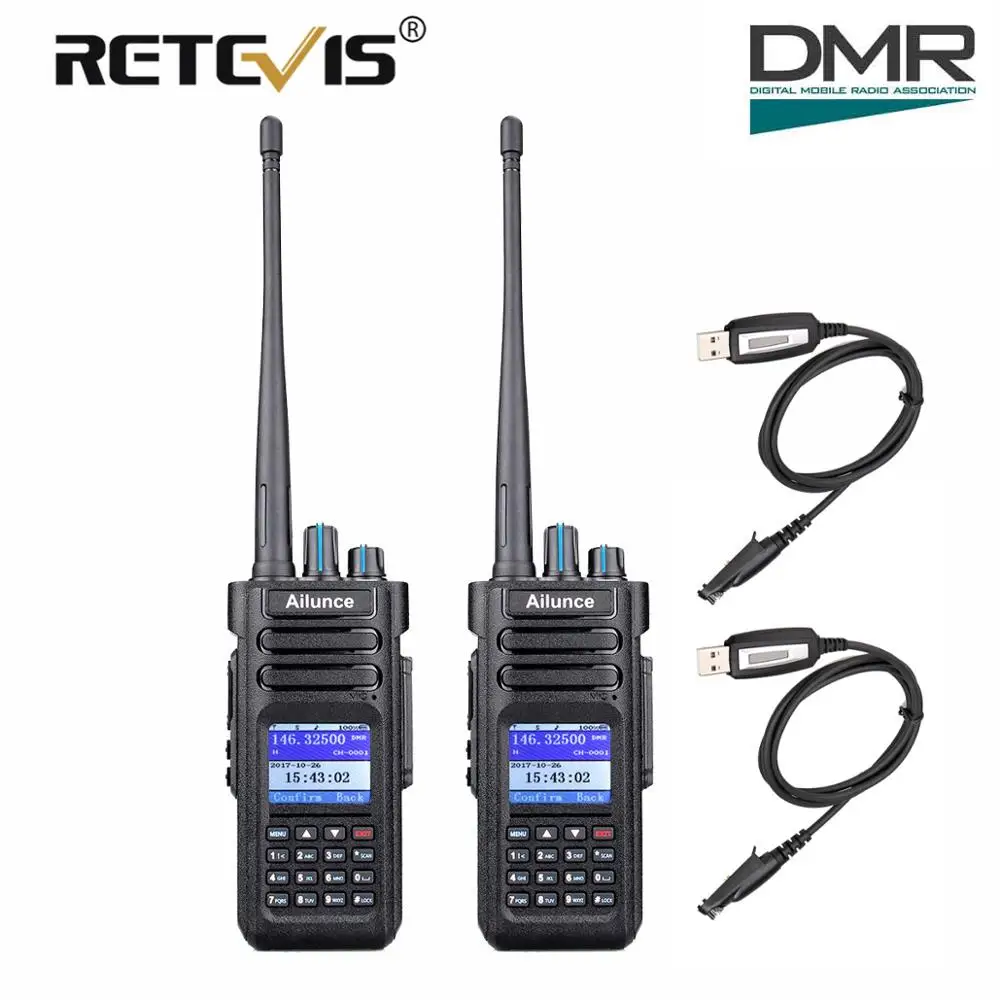 Рация Retevis Ailunce HD1 два диапазона DMR цифровой DCDM TDMA VHF UHF 2 шт. Любительский