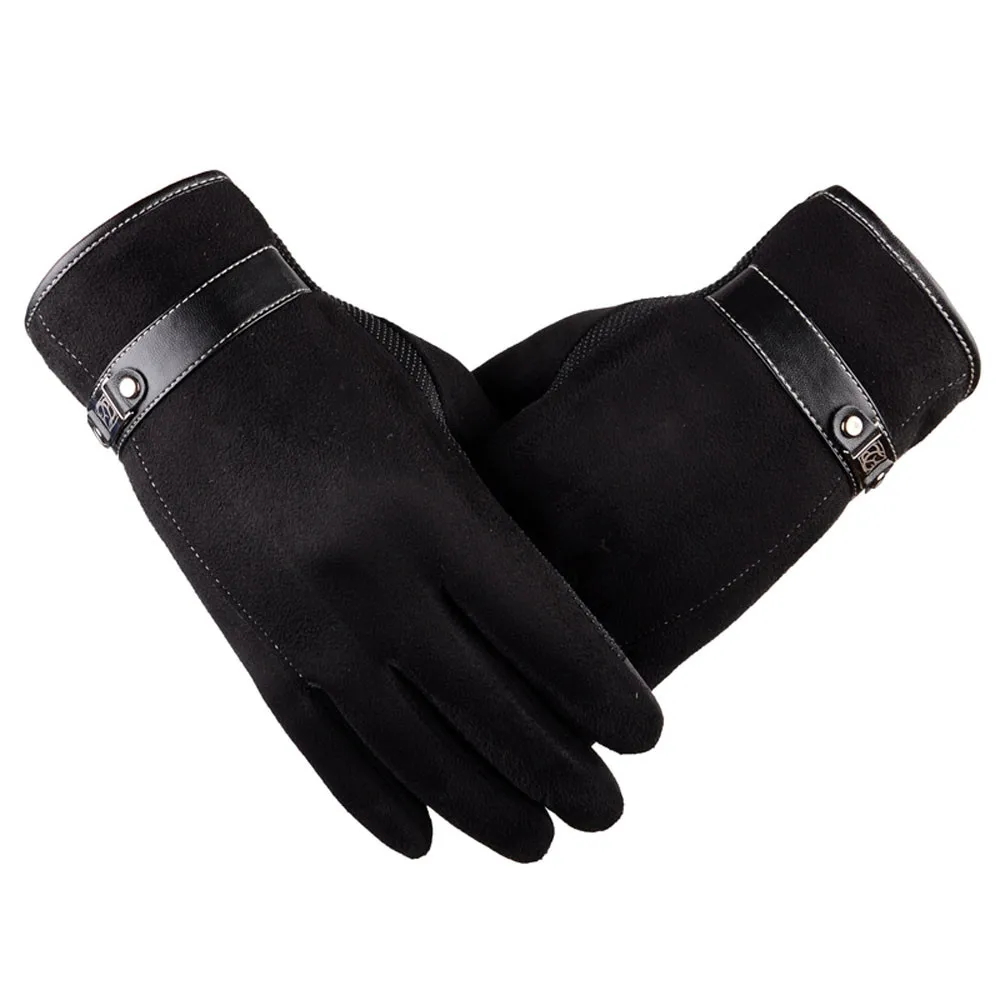 Мужские зимние Термические перчатки унисекс, винтажные черные перчатки для вождения, шерстяные женские зимние теплые перчатки, Подарочные варежки