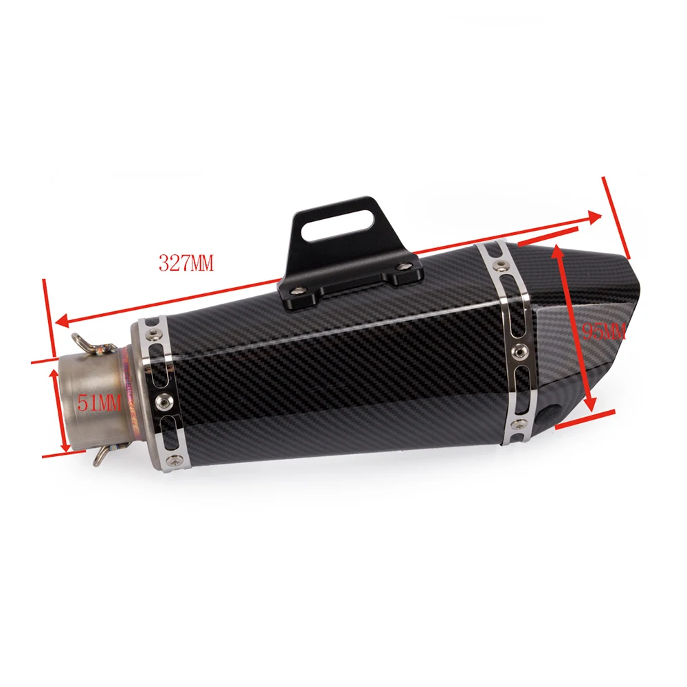1.5-2"Inlet Motor Exhaust Carbon Fiber Muffler with Removable DB Killer for Street or Sport Dirt Bike and Scooters