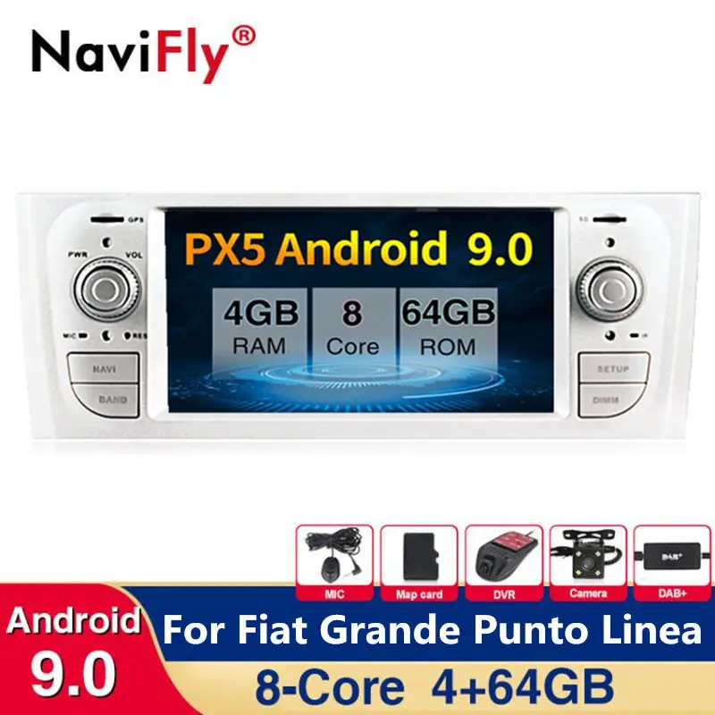 8 Core, 4 Гб+ 64G Android 9,0 Автомобильный dvd Радио аудиоплеер gps навигации для Fiat Grande Punto Linea 2006 2007 2008 2009 2010 2011 2012