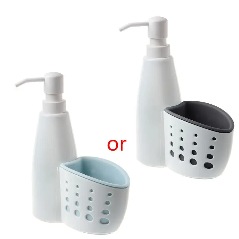 

Two-In-One Dispenser And Storage Box Multi-function Liquid Detergent Container Sponge Drainboard Soap Holder Rack Cleaning For K
