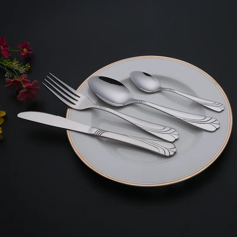 

New Style Stainless Steel Knife, Fork And Spoon Thick Solid Color Decorative Pattern Handle Practical Creative Spring Festival G