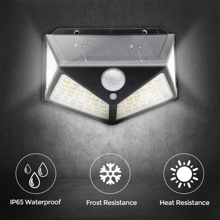 100 LED Solar Light Outdoor Solar Lamp PIR Motion Sensor Wall Light Waterproof Solar Sunlight Powered Garden street light (7)