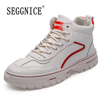 

Men Casual Cotton Increase Shoes PU Leather Boots SEGGNICE Men Comfortable High Top Shoes Waterproof Lace Up Boots 2020