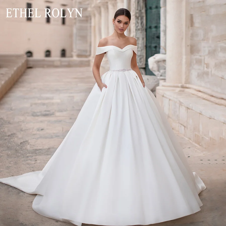 

ETHEL ROLYN Romantic Sweetheart Princess Wedding Dress Off the Shoulder Luxury Satin Simple Bride Dresses Vintage Wedding Gowns