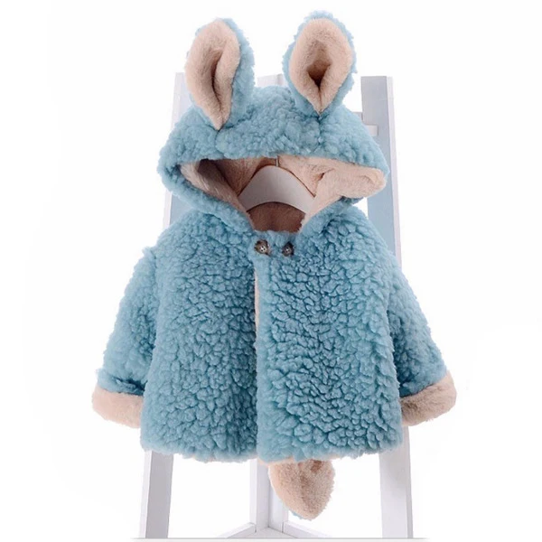 Light Blue VFOCHI г. Пальто для маленьких девочек зимняя детская одежда милые плотные шерстяные пальто Одежда для маленьких девочек, верхняя одежда шерстяные пальто для маленьких девочек - Цвет: Light Blue