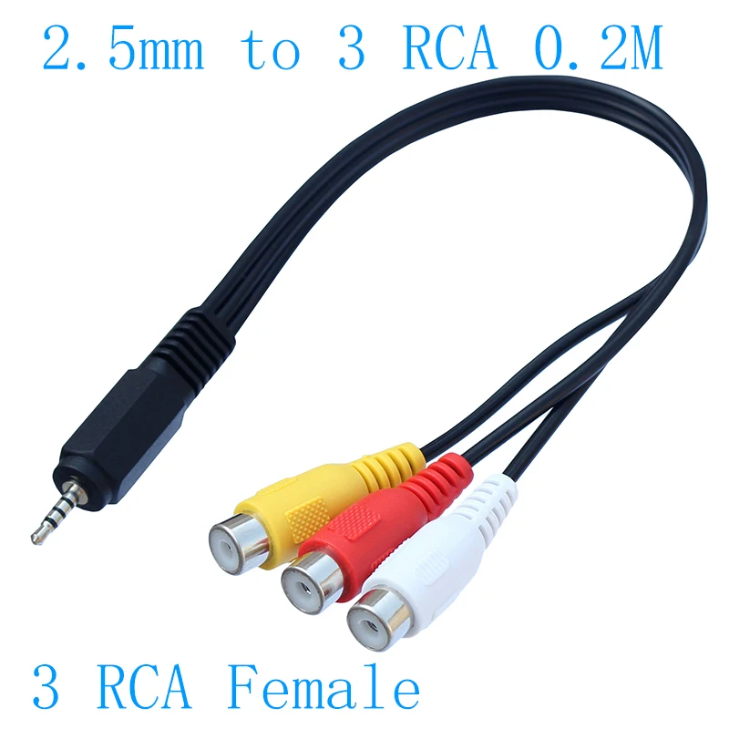 2.5mm Jack to 3 x RCA Phono Lead Audio / Video AV Cable 2.5mm to AV Video  Cable For Net Media Player 1.5m