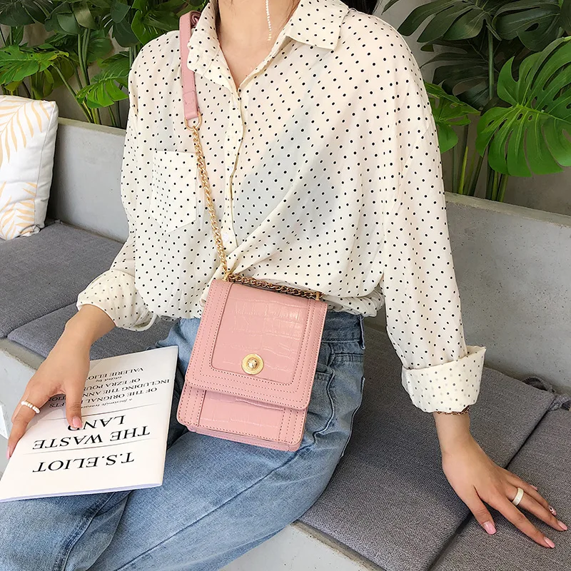

Summer small bag woman 2019 new fashion texture chain small square bag stone pattern single shoulder slant