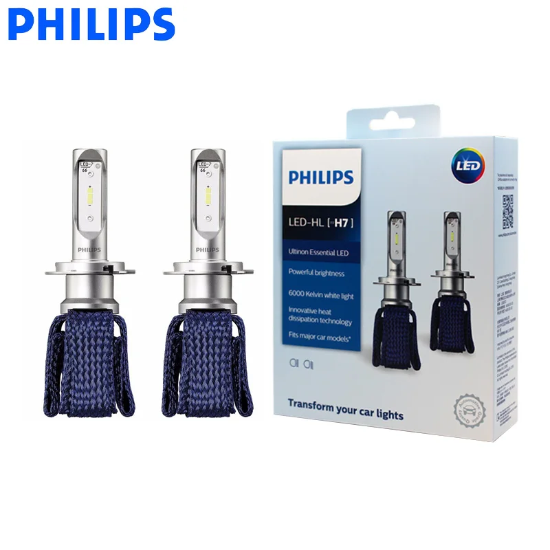 Philips LED H7 Ultinon Essential светодиодный автомобильные лампы 6000K яркий светильник свет