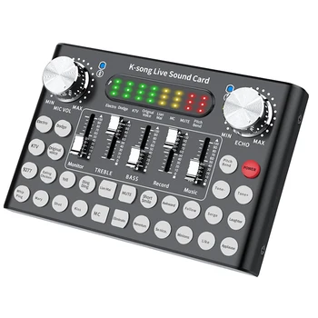 

F8 Sound Card Set Audio Mixer Intelligent Digital Computer External Karaoke Universal Bluetooth Dual Channel Aluminium Alloy