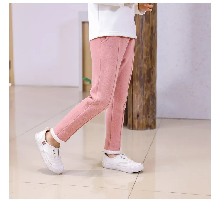 Girl Pants Autumn Winter New Baby Girl Casual Pants Kids Warm Velvet Thick Trousers Toddler Outwear Winter Leggings Girls