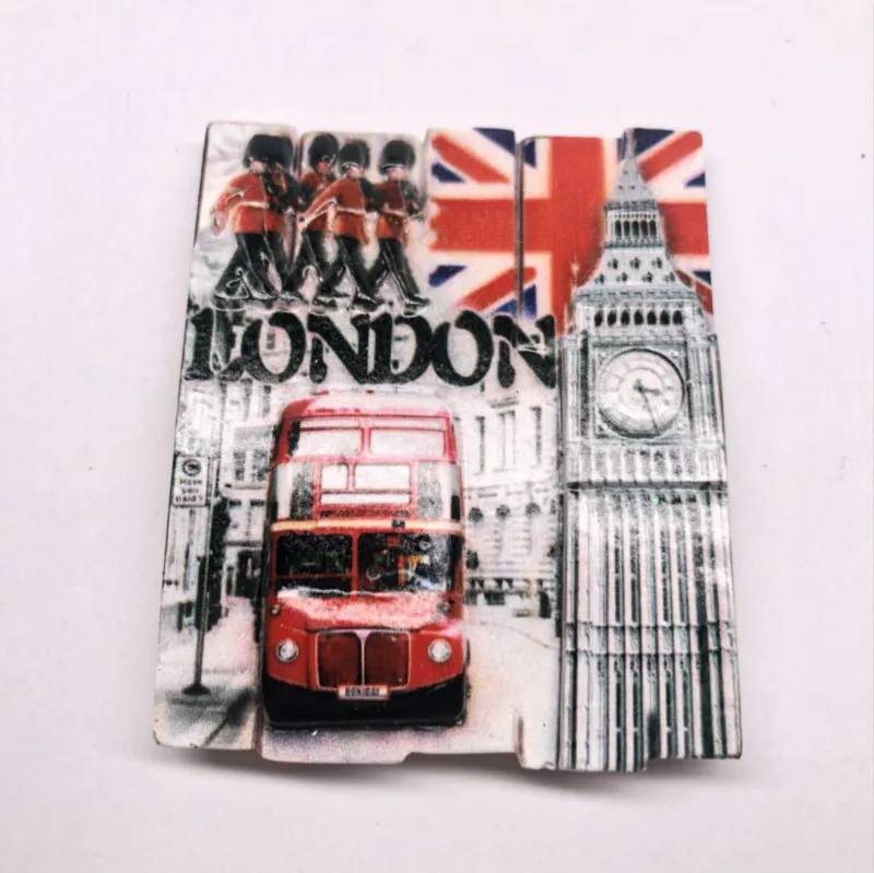 Fridge Stickers UK Tourist Attractions Bus Big Ben Souvenir Resin Magnetic Stickers Refrigerator Magnet