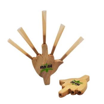 

Wood Level Five 5 Joint finger palm wood Holder Cigarette Rolling Smoking Pipe Holder 8MM King Size Paper Palm Wood Tobacco Pipe