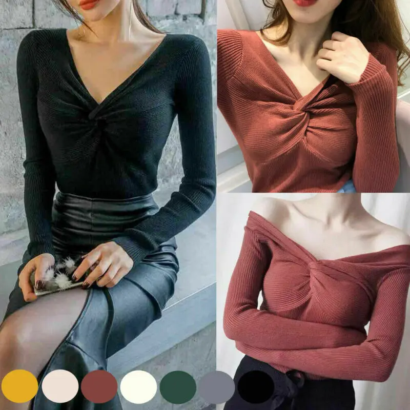 2020 Fashion Women Autumn Winter Women Sweaters Solid Slim Long-Sleeved V Collar Slim Bottom Knit Sweater Pull Female 2020 Fashion Women Autumn Winter Women Sweaters Solid Slim Long-Sleeved V Collar Slim Bottom Knit Sweater Pull Female