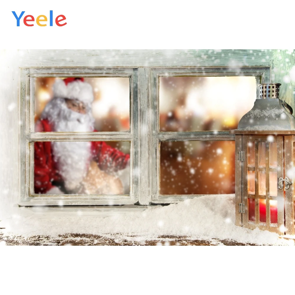 

Yeele Christmas Santa Claus Window Lamp Snow Bokeh Photography Backgrounds Customized Photographic Backdrops for Photo Studio