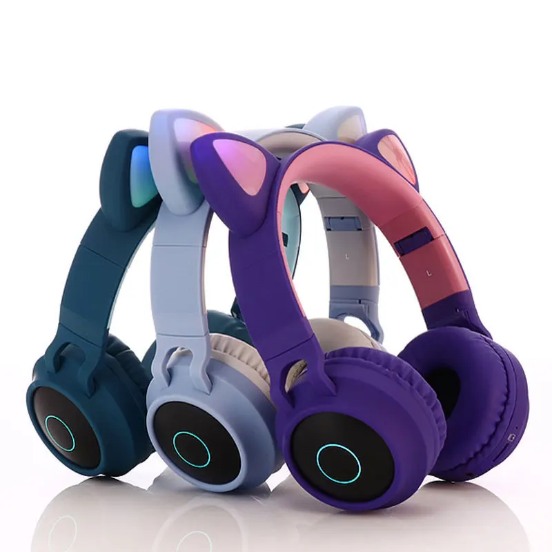 Милый Кот Bluetooth 5,0 гарнитура Беспроводная Hi-Fi музыка стерео бас наушники светодиодный светильник мобильные телефоны девочка дочь гарнитура для ПК