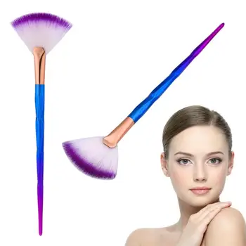 

Gradual Colorful Single Soft Smooth Fan Shape Rainbow Handle Foundation Contour Loose Powder Makeup Brushes Cosmetics Tools