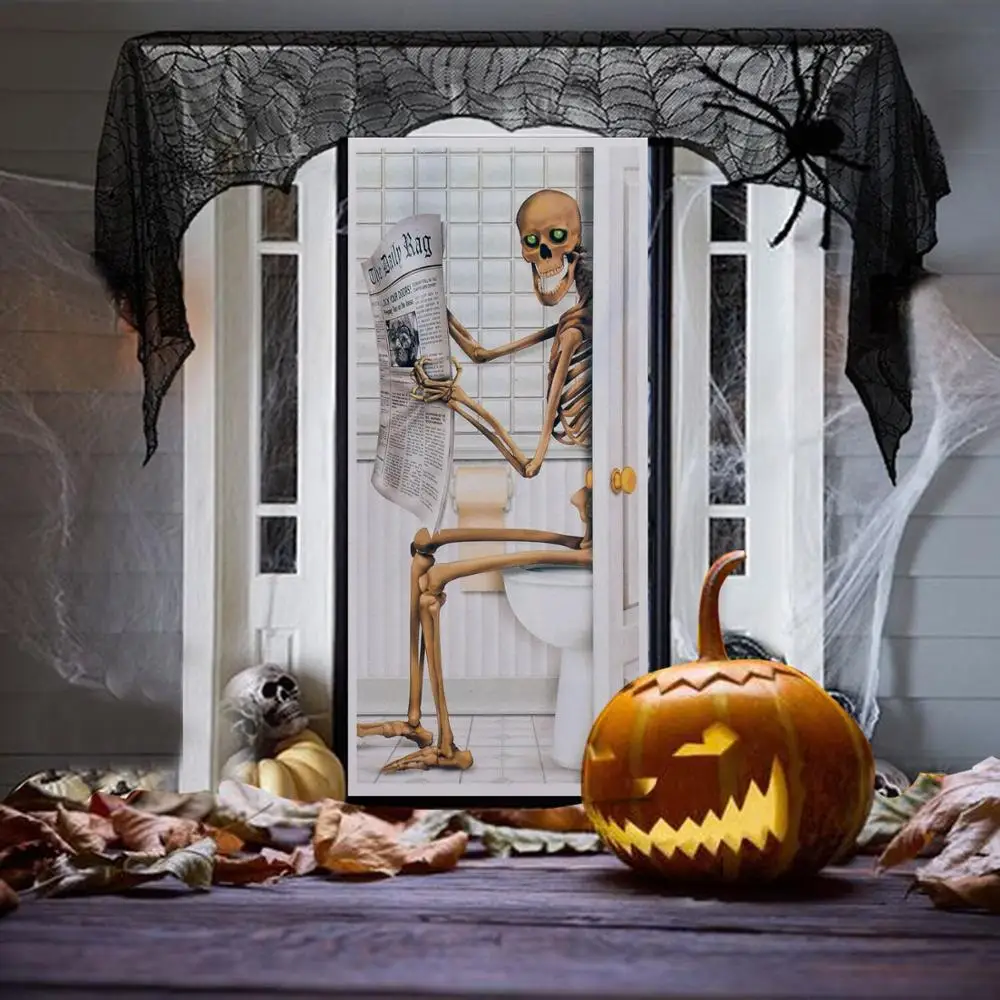 

Halloween Party Decorations Skeleton Restroom Door Cover Party Accessory (1 count) (1/Pkg)