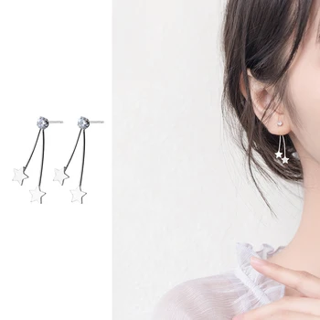 

Mocanie New Arrive 925 Sterling Silver Simple Star Dangle Earring for Women Luminous Zircon Drop Earring Fine Jewelry Girl Gift