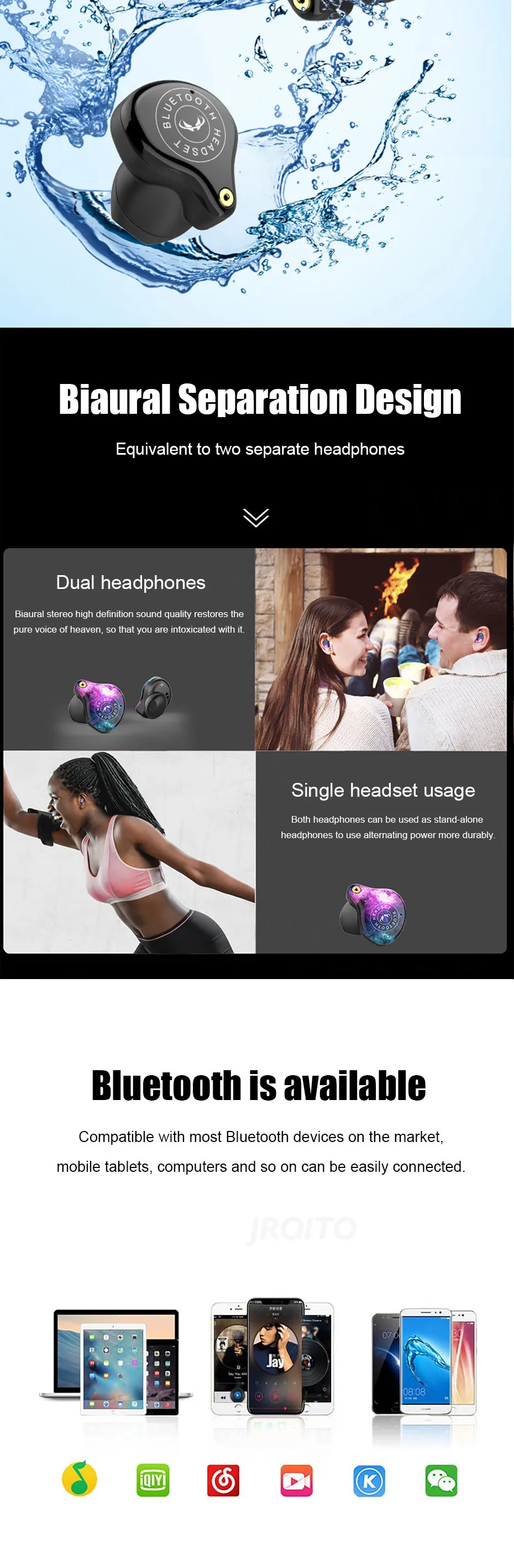 Bluetooth V5.0 наушники беспроводные наушники 8D стерео Спортивные Беспроводные наушники мини наушники гарнитура с микрофоном 3600 мАч Внешний аккумулятор