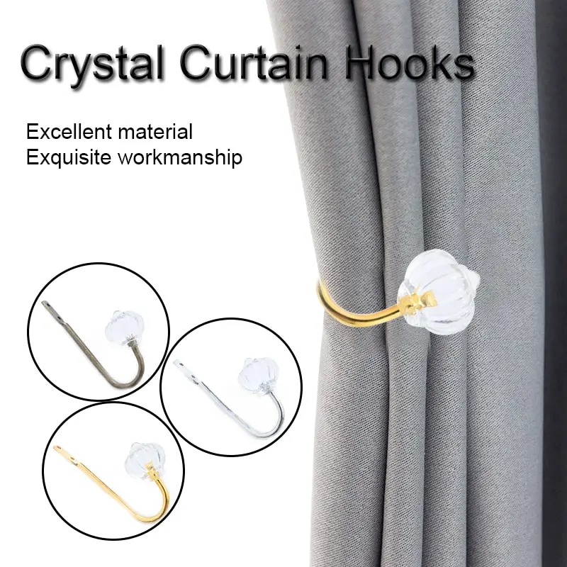 

2pcs Metal Crystal Glass Curtain Holdback Wall Tie Back Hooks Hanger Holder Luxurious Window Accessories