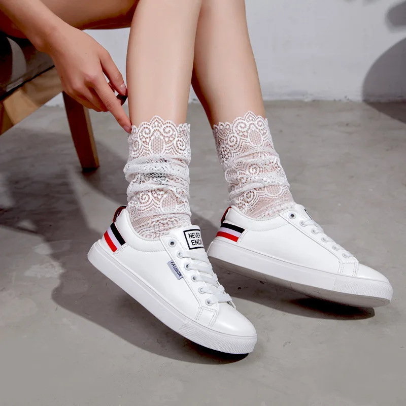 Женские короткие носки, кружевные корейские стильные элегантные японские носки, белые носки для девочек, мягкие хлопковые носки высокого качества
