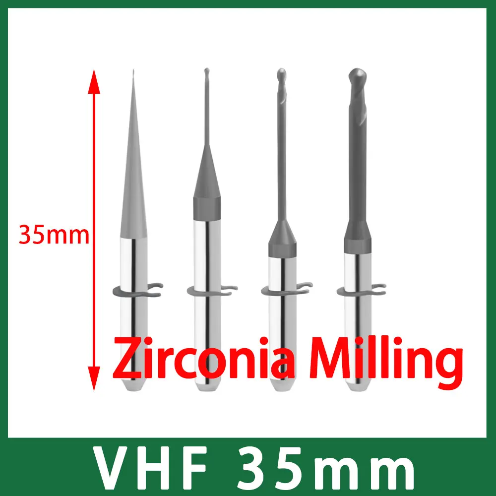 Фрезерные боры VHF K4/N4 длиной 35 мм для циркония