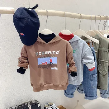 

Childrenswear 2020 Autumn Child Retro Pattern Hooded Long-sleeved Sweater