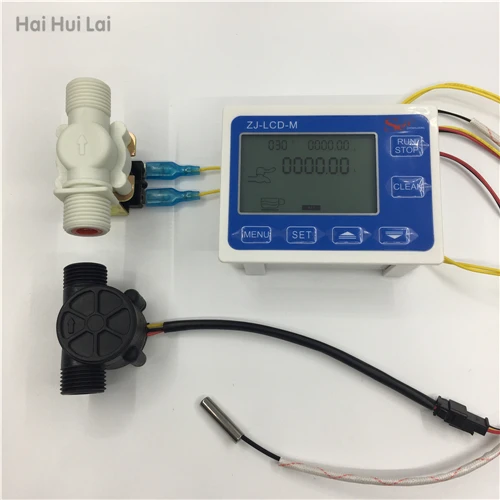 not power charger ZJ-lcd-M регулятор расходомера+ датчик температуры+ 1/" датчик расхода+ клапан ЖК-дисплей для измерения жидкости воды - Цвет: not power charger