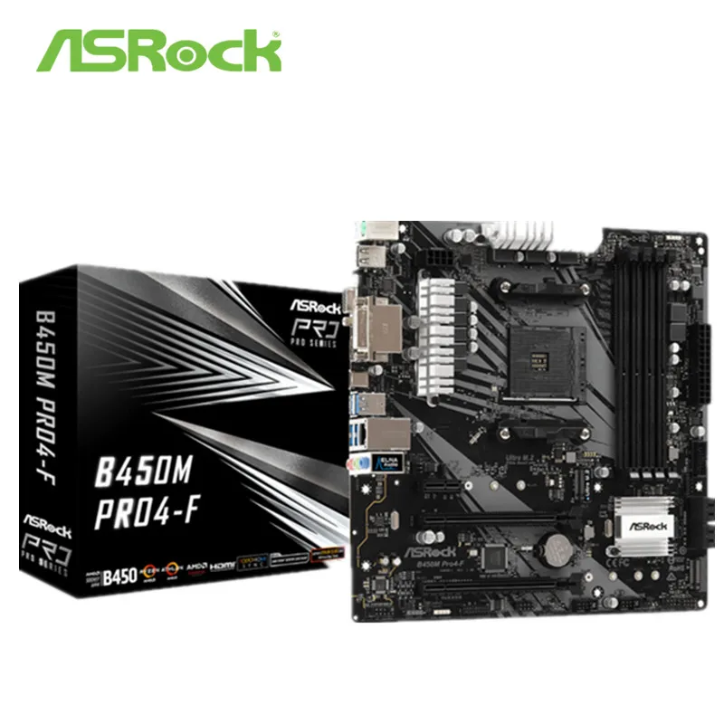 Полный новый ASRock B450M Pro4-F AMD B450 DRR4 64 Гб M.2 SATA III настольные игры плата поддерживает