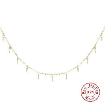 

ROMAD Geometric Rivets Zircon Pendant Chain Necklace For Women Valentine Wedding Collares Necklaces Silver 925 Jewelry naszyjnik