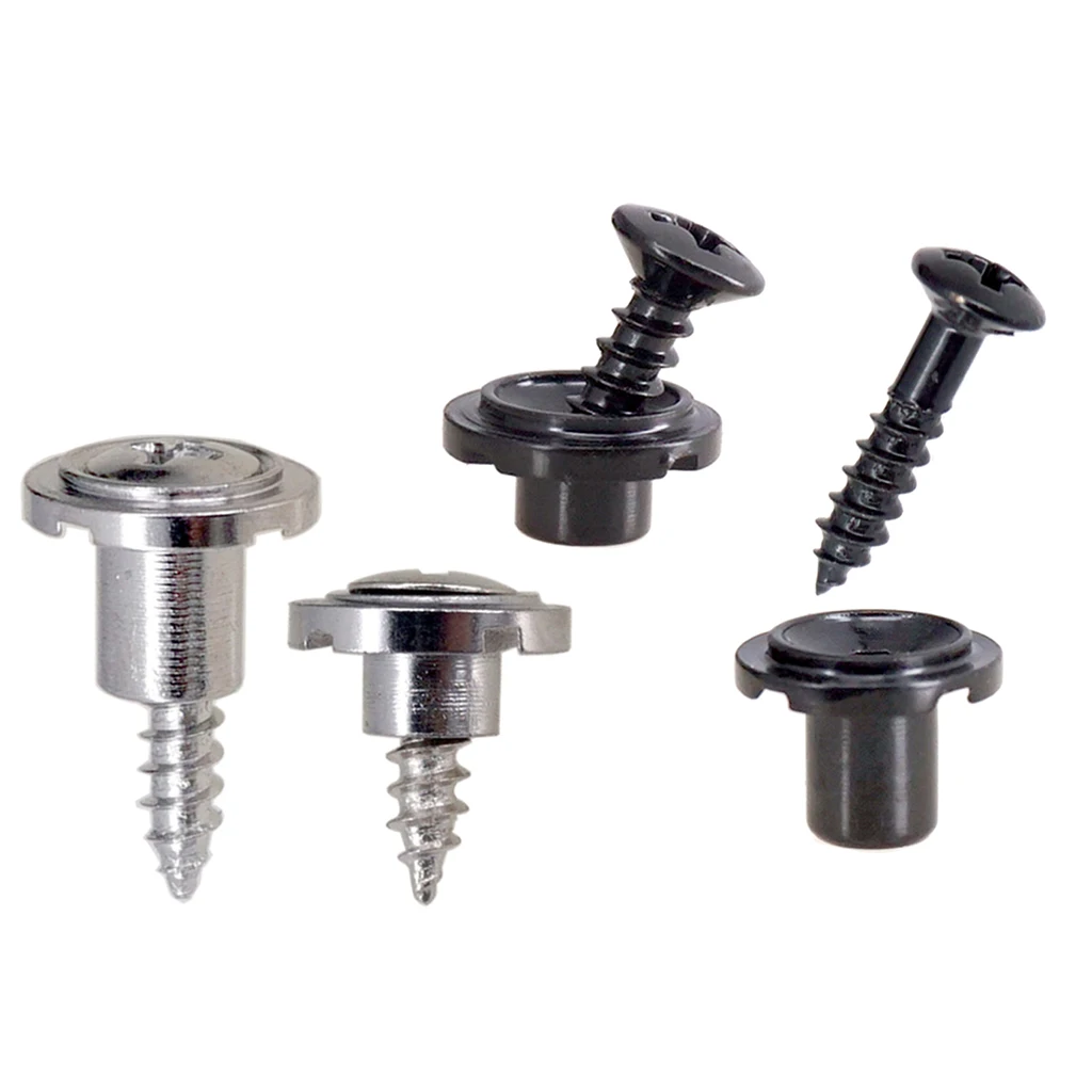 Round String Tree Retainer&Screws Set for Fender ST Guitar Black+Silver