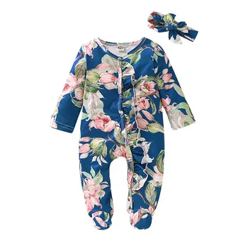 

2020 Newborn Infant Baby Girls Boy Footed Sleeper Romper Headband Clothes Outfits Set winter romper jumpsuit mamelucos invierno