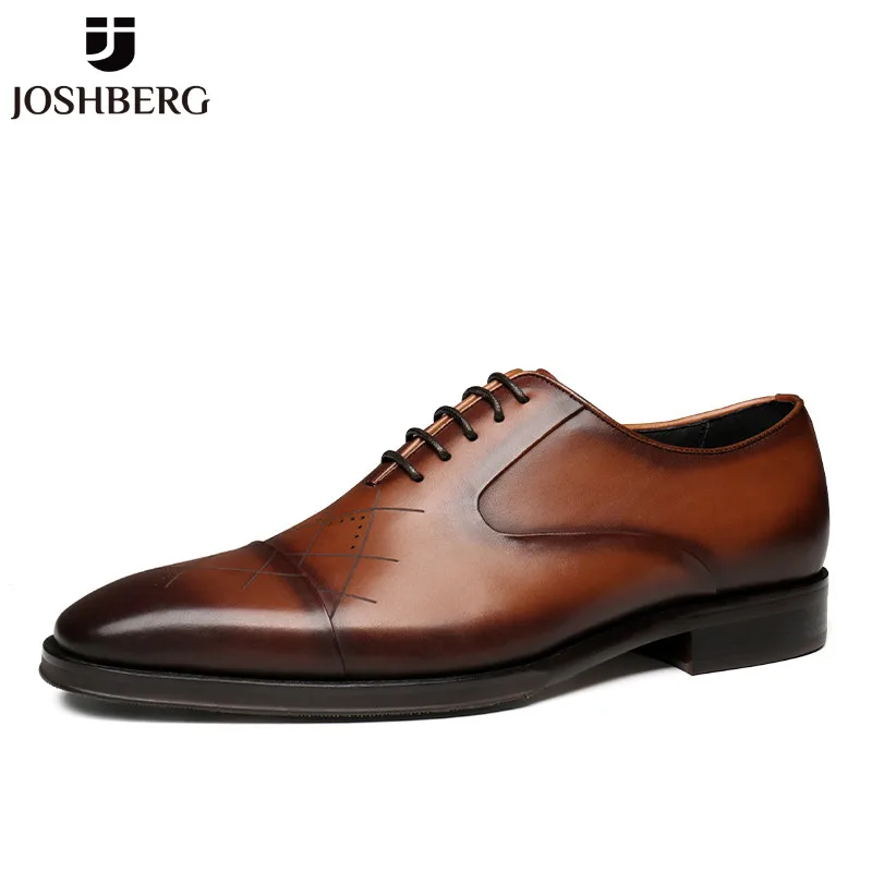 

JOSHBERG 2020 New Leather Shoes Men Elegant Soft Oxford Shoes business shoes Handmade Wedding Office Shoes Chaussure Homme